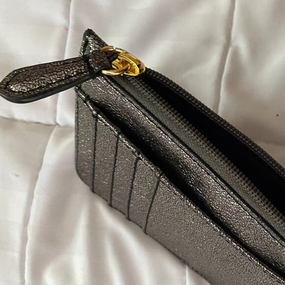 NORDSTROM Black Metallic Y2K Slim envelope WALLET Card ID Clutch Evening bag - Picture 3 of 4